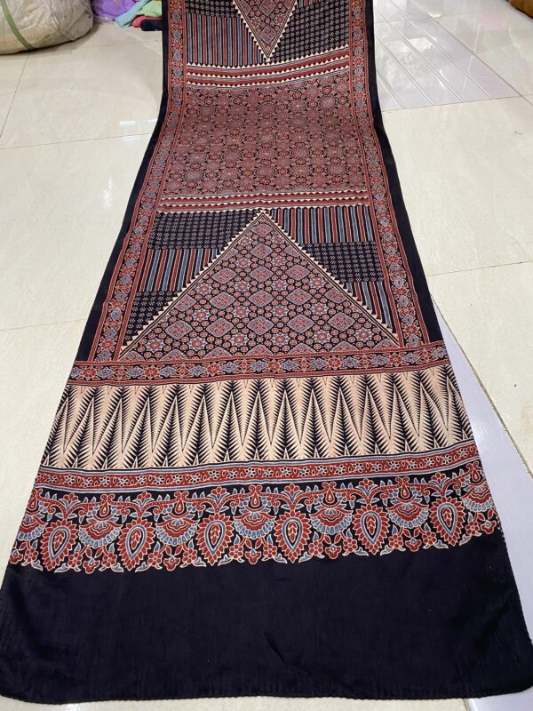 ajrakh hand block print Half-Length Dupatta Shawl - Image 3