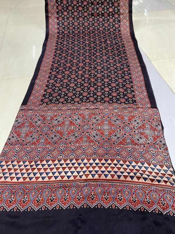 ajrakh hand block print Half-Length Dupatta Shawl - Image 2