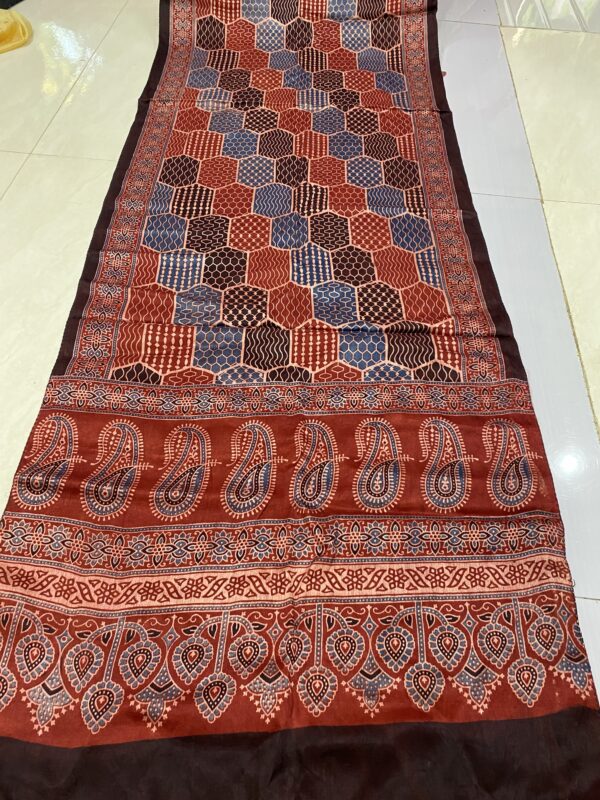 ajrakh hand block print Half-Length Dupatta Shawl - Image 4