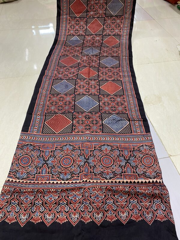 ajrakh hand block print Half-Length Dupatta Shawl - Image 6