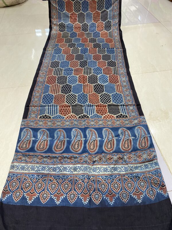 ajrakh hand block print Half-Length Dupatta Shawl - Image 5