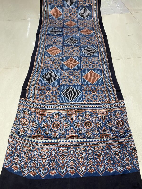 ajrakh hand block print Half-Length Dupatta Shawl - Image 13