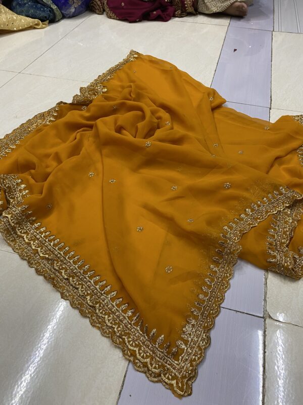 georgette dupatta with cut work border and pearl work emrboidery - Image 6