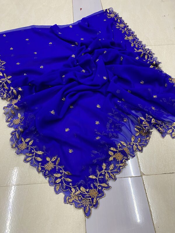 georgette dupatta with cut work border and pearl work emrboidery - Image 4