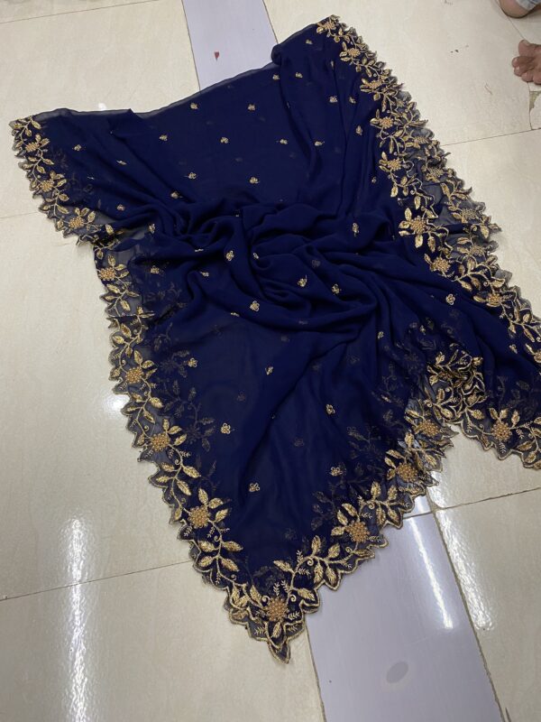 georgette dupatta with cut work border and pearl work emrboidery