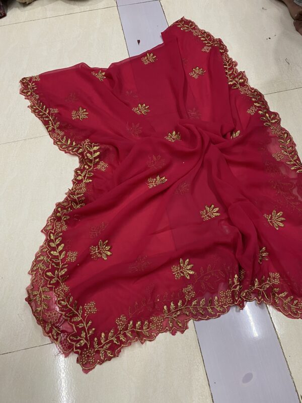 georgette dupatta with cut work border and pearl work emrboidery - Image 2