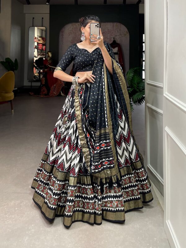 A15 "Exquisite Tussar Silk Lehenga Choli Set: Lahriya & Foil Work, Perfect for Festive Charm! 🌷" - Image 2