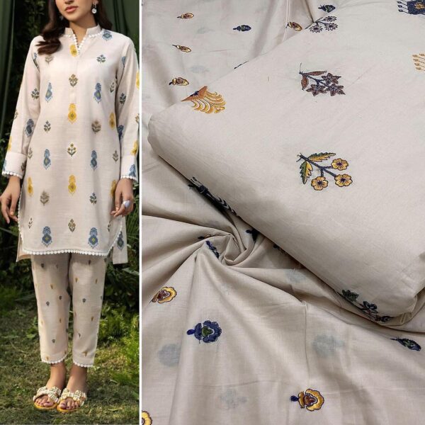 Mul Cotton Embroidered Set - Pure Mul Cotton Fabric