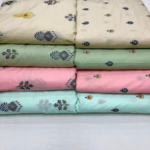 Mul Cotton Embroidered Set - Pure Mul Cotton Fabric - Image 2