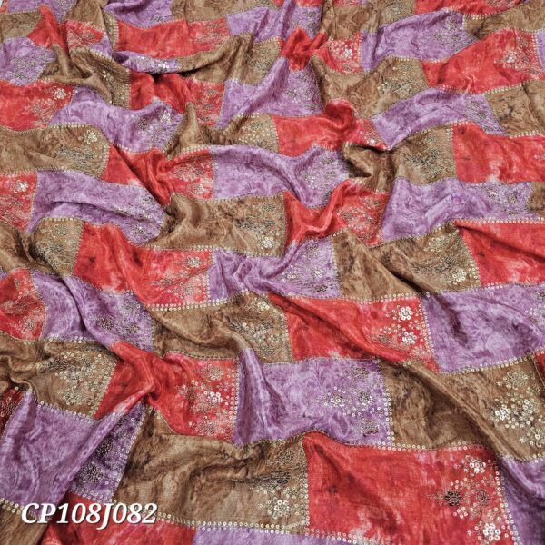 SOFT CHINNON FABRIC, EMBROIDERY ON PRINT