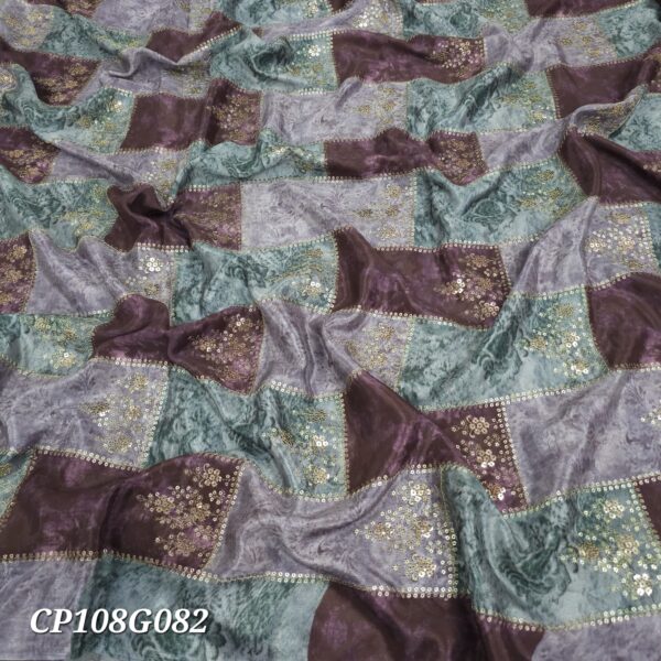 SOFT CHINNON FABRIC, EMBROIDERY ON PRINT