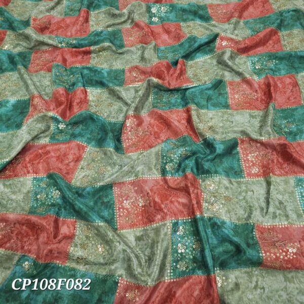 SOFT CHINNON FABRIC, EMBROIDERY ON PRINT