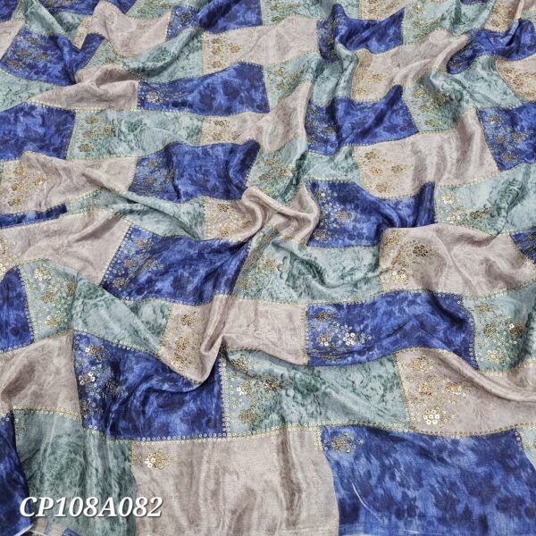 SOFT CHINNON FABRIC, EMBROIDERY ON PRINT