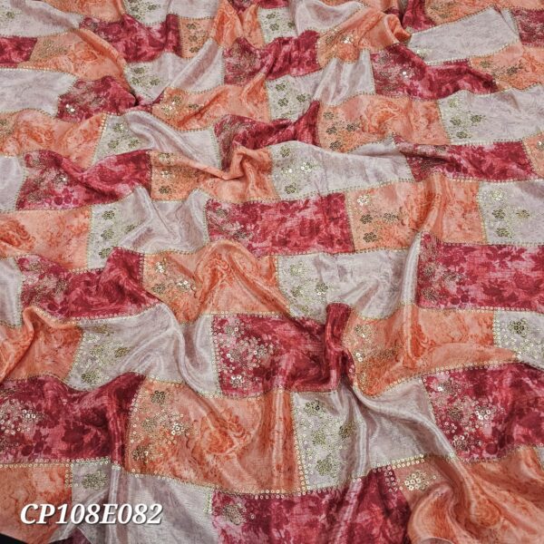 SOFT CHINNON FABRIC, EMBROIDERY ON PRINT