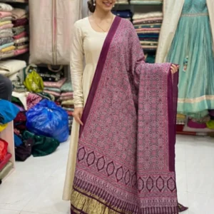 Ajrakh print dupatta gajji 038 modal silk hand block - High-Quality Fabric