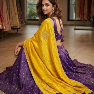 Deepika padukone style shimmer tissue silk lehenga set - High-Quality Fabric