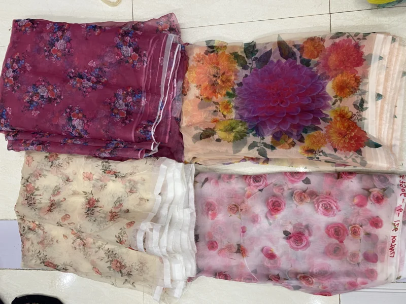 Digital printed organza fabric premium floral designs - High-Quality Fabric