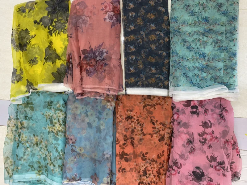 Digital printed organza fabric premium floral designs - High-Quality Fabric