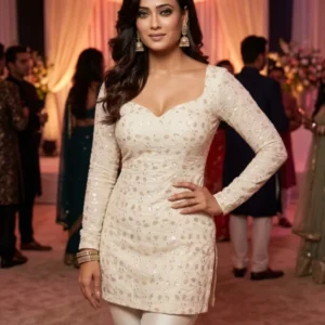 Pure dyeable georgette fabric with exquisite lakhnavi work fabric - High-Quality Fabric