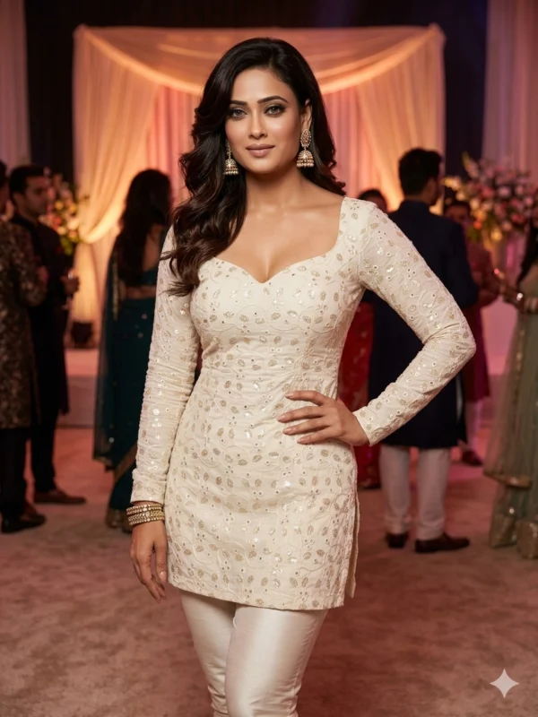 Pure dyeable georgette fabric with exquisite lakhnavi work fabric - High-Quality Fabric