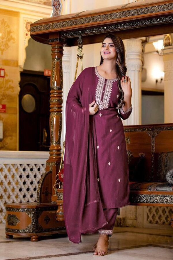 Stylish Cotton Slub Embroidered Three-Piece Suit Collection