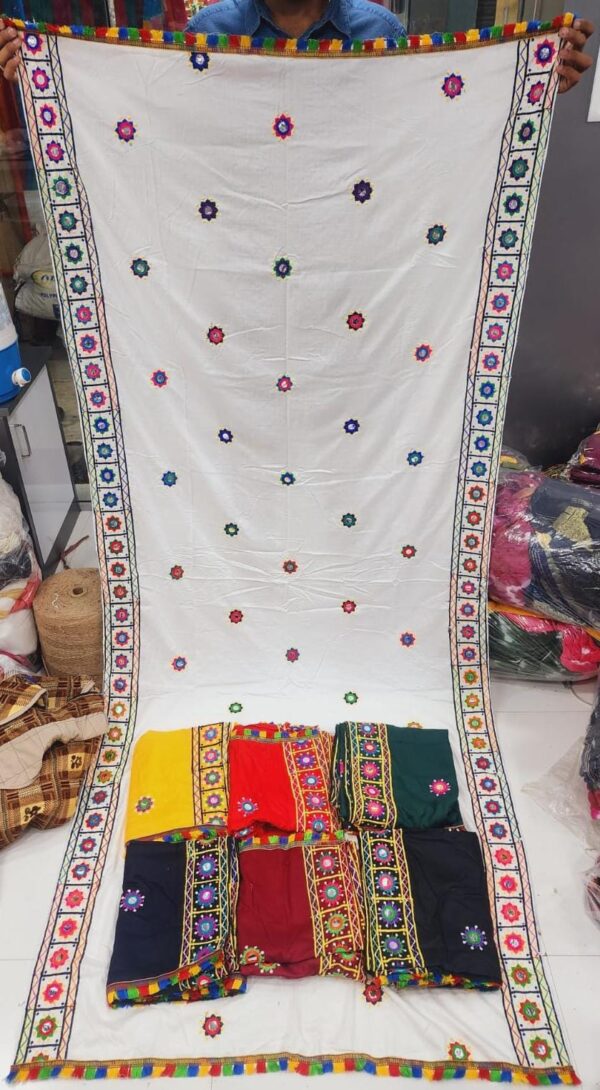 Pure Rayon Cotton Dupatta - Complete Ready with All-Side Fancy Multi-Embroidery