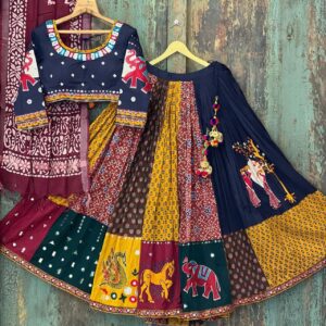 Stunning Cotton Lehenga Collection – Muslin Cotton Real Mirror Work, Semi-Stitched, ₹1200