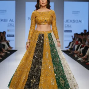 Swastika and kalash vintage work georgette fabric - High-Quality Fabric