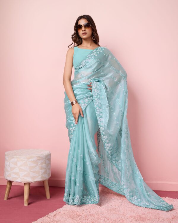 Party Wear Burberry Silk Saree With Embroidery (10)