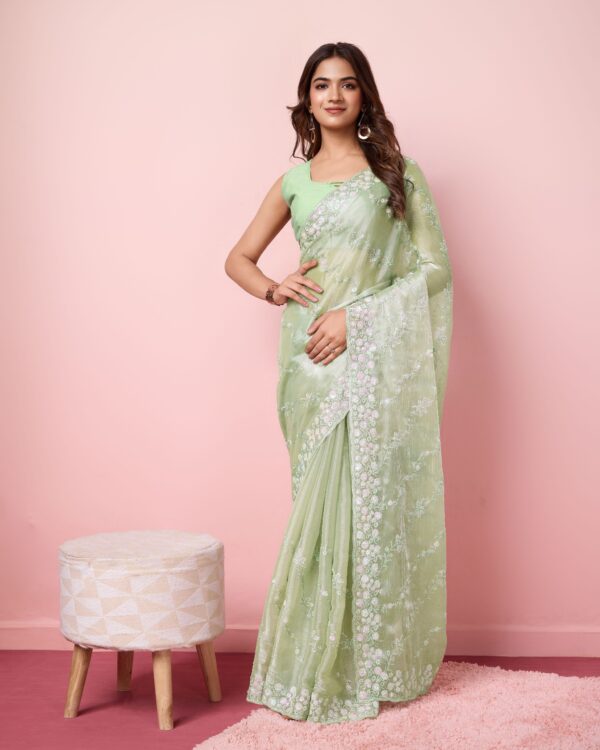 Party Wear Burberry Silk Saree With Embroidery (5)