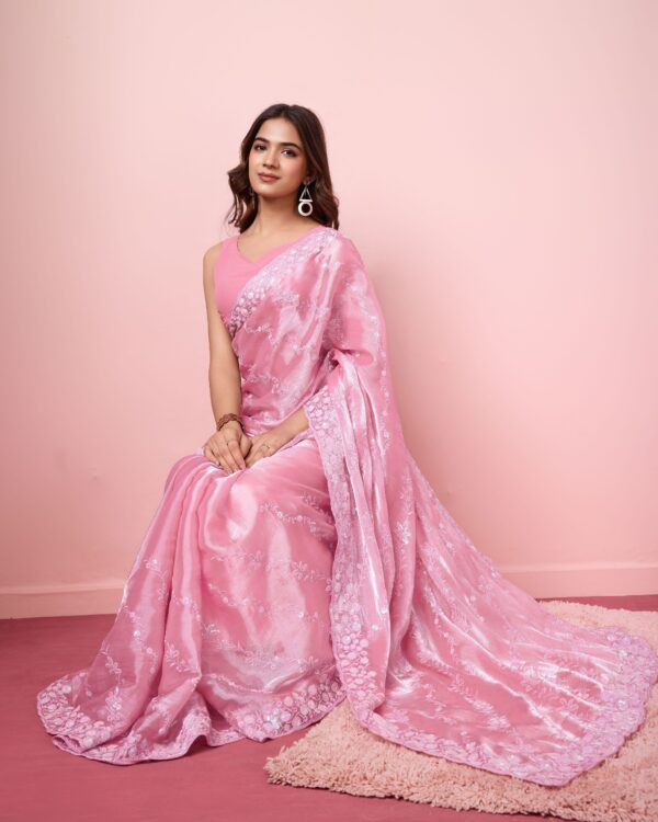 Party Wear Burberry Silk Saree With Embroidery (8)