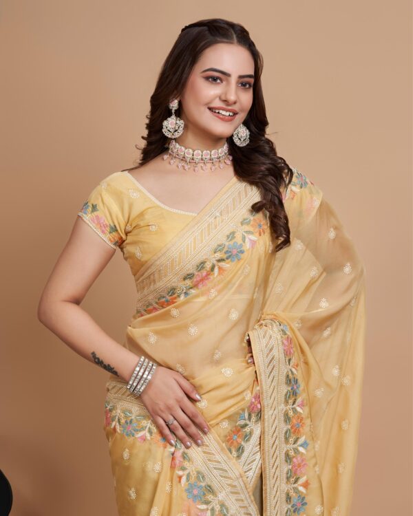 Rashmika Party Wear Silk Organza Saree (11)