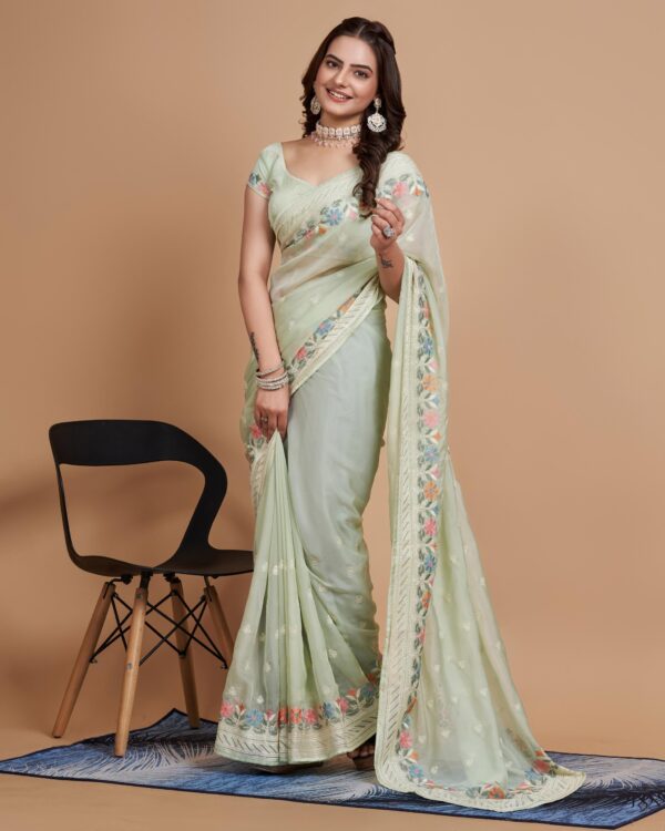 Rashmika Party Wear Silk Organza Saree (15)