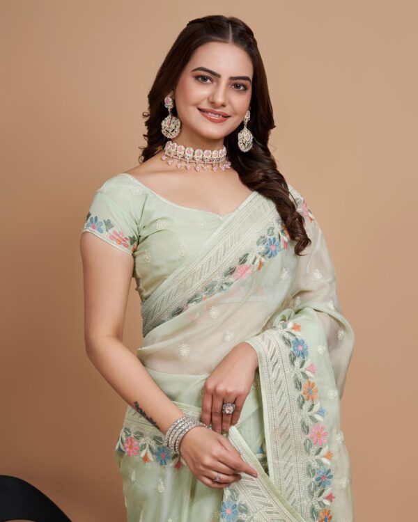 Rashmika Party Wear Silk Organza Saree (16)