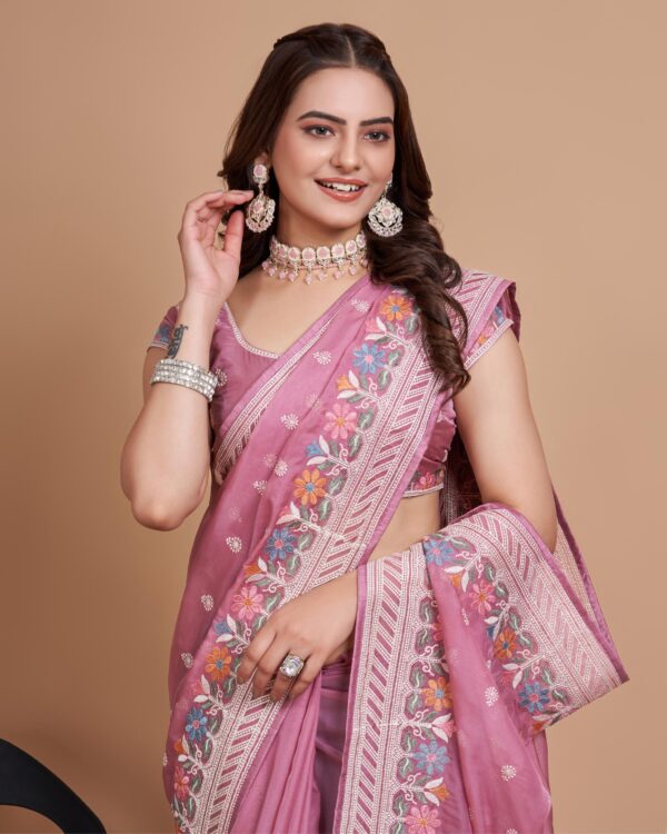 Rashmika Party Wear Silk Organza Saree (20)