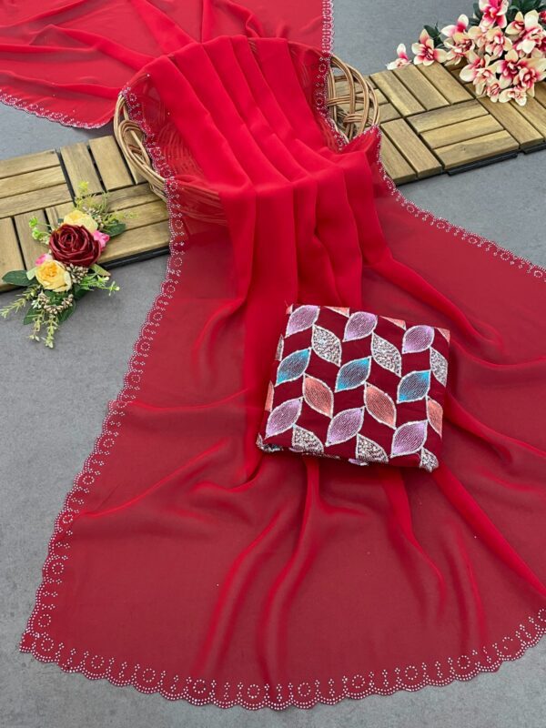 Smooth Georgette Saree With Aari Work (5)