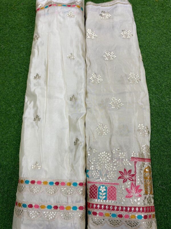 Shimmer Tissue Silk Embroidered Set with Matching Dupatta - Image 2