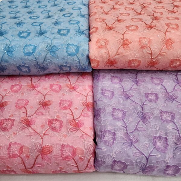 Elegant Soft Tebby Organza Fabric with Embroidery and Print - Image 8