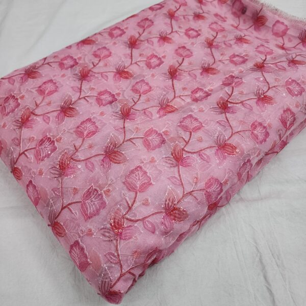 Elegant Soft Tebby Organza Fabric with Embroidery and Print - Image 7