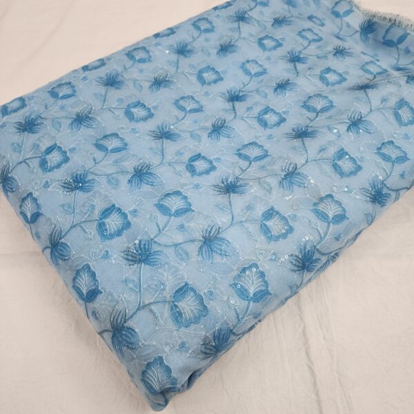 Elegant Soft Tebby Organza Fabric with Embroidery and Print - Image 5