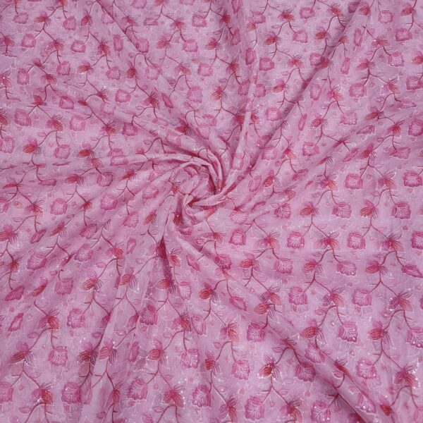 Elegant Soft Tebby Organza Fabric with Embroidery and Print - Image 4