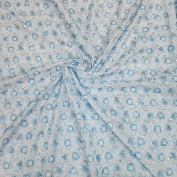 Elegant Soft Tebby Organza Fabric with Embroidery and Print - Image 3