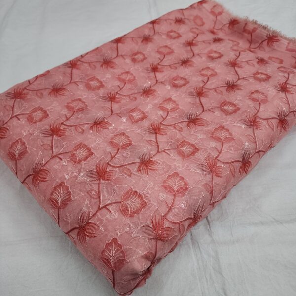 Elegant Soft Tebby Organza Fabric with Embroidery and Print - Image 9