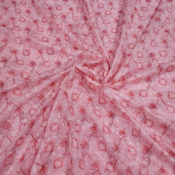 Elegant Soft Tebby Organza Fabric with Embroidery and Print