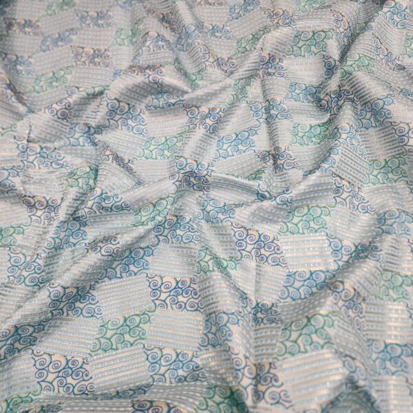 Pure Silk Embroidered Fabric with Position Print at ₹300/meter - Image 2