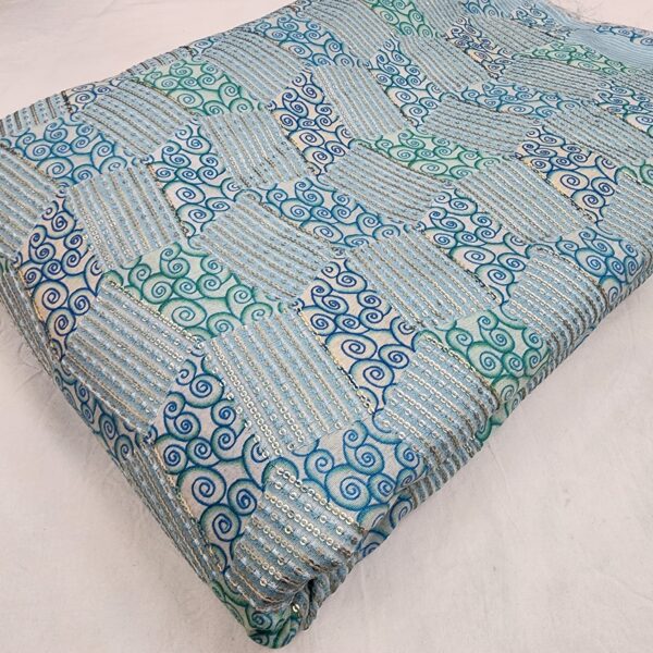 Pure Silk Embroidered Fabric with Position Print at ₹300/meter - Image 4