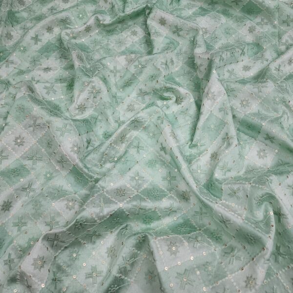 Pure Silk Embroidered Fabric with Position Print at ₹300/meter - Image 9