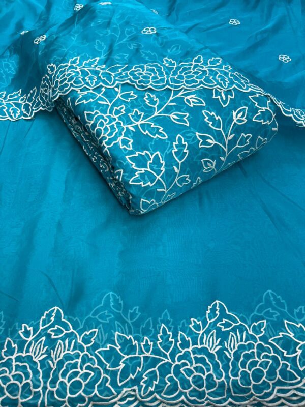 PURE SOFT ORGANZA THREAD EMBROIDERY FABRIC WITH MATCHING DUPATTA