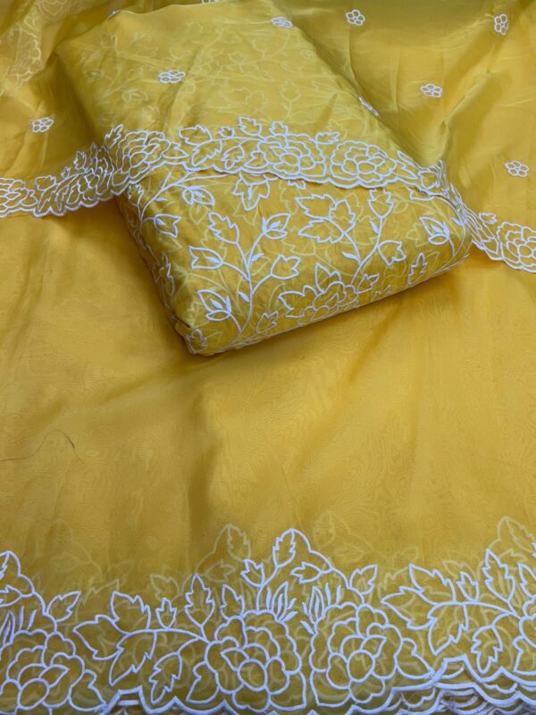 PURE SOFT ORGANZA THREAD EMBROIDERY FABRIC WITH MATCHING DUPATTA