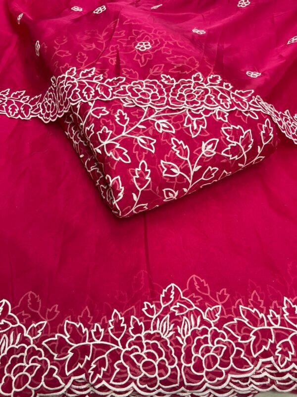 PURE SOFT ORGANZA THREAD EMBROIDERY FABRIC WITH MATCHING DUPATTA